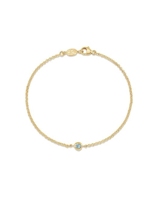 Dower & Hall Metallic Single Aquamarine Dewdrop Chain Bracelet