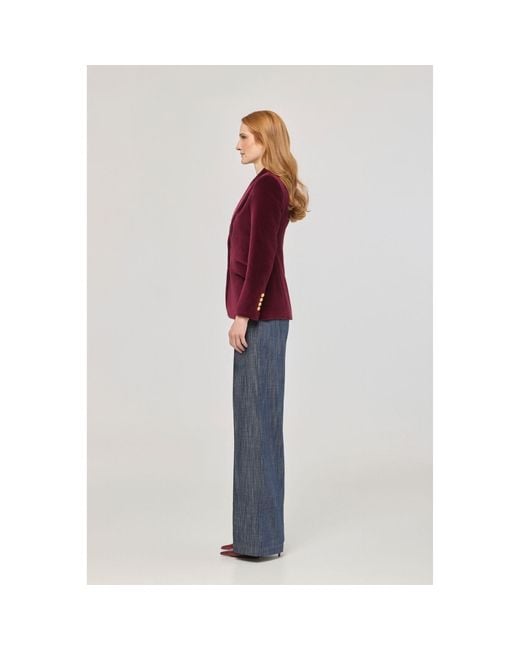The Extreme Collection Red Burgundy Velvet Blazer Oliva