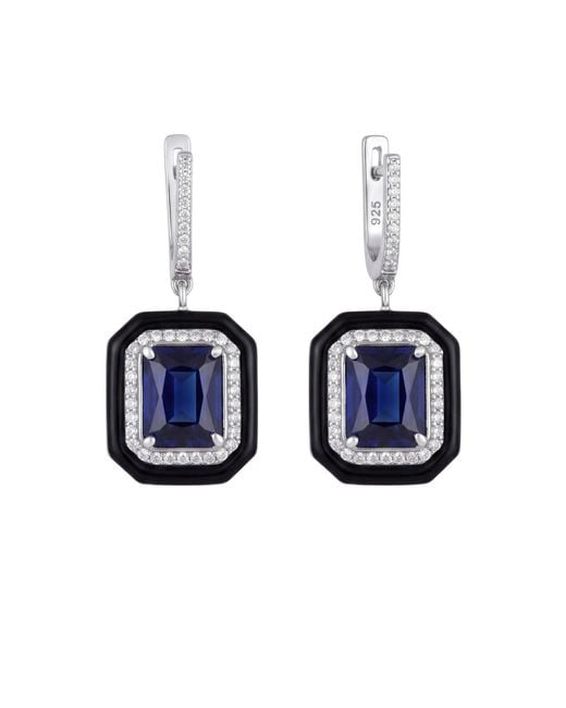 Latelita London Blue Art Deco Sapphire & Enamel Drop Earrings