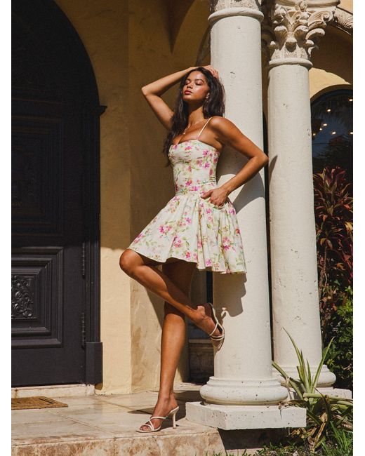 Miss Circle New York Multicolor Valda & Print Linen Mini Dress With Pockets