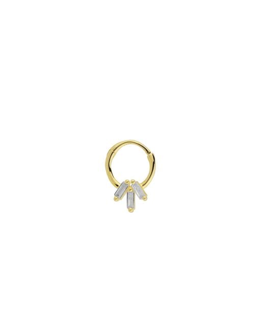 Spero London Metallic Sterling Baguette Gemstones Helix Tragus Huggie Earring