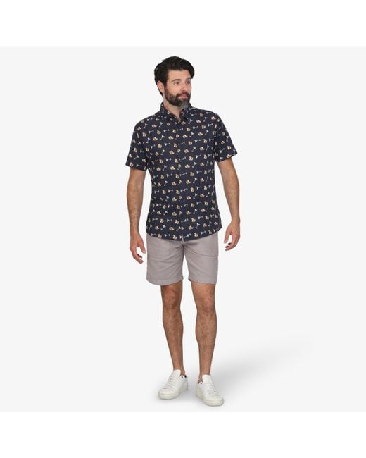 Vustra Blue Neutrals On The Rocks Button-Down Linen Shirt for men