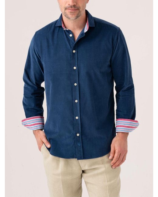Koy Clothing Blue Dark Cord Shirt for men