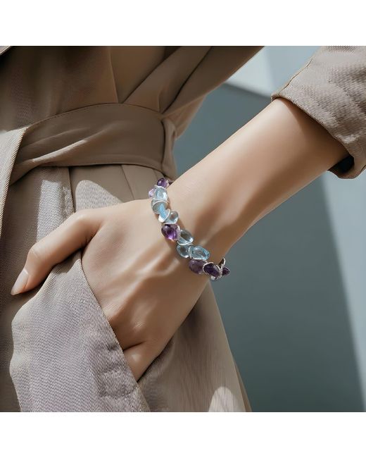 Lori Kaplan Design Blue Signature Topaz With Amethyst Sterling Bracelet