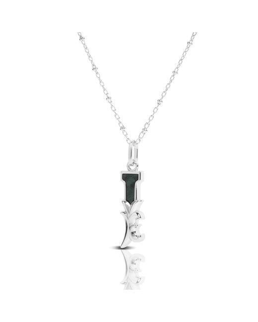 Kasun Metallic Solid I Initial Necklace With Marble