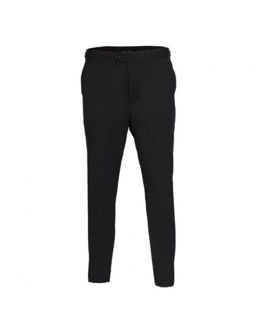DAVID WEJ Black Aldo Plain Smart Trousers With Side Adjusters – for men
