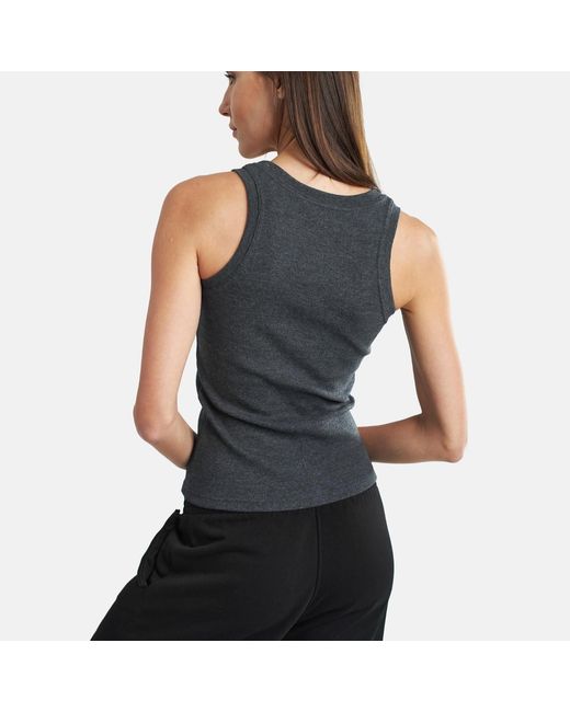 Mandragora Black Ribbed Cotton Dark Melange Tank Top Caro