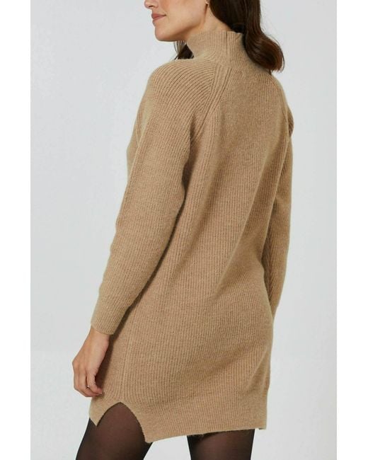Hortons England Natural Neutrals Banbury Tan High Neck Jumper Dress