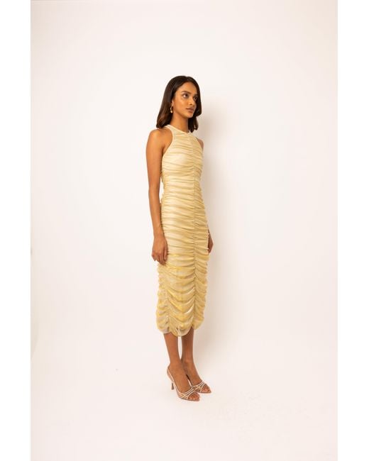 Amy Lynn White Lottie Ruche Midi Dress