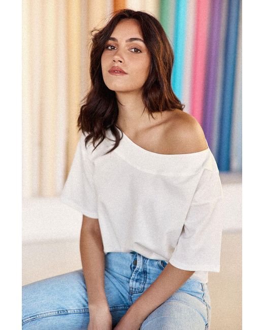 Marianne by Marie Jordane Natural Cléo Asymmetrical T-Shirt