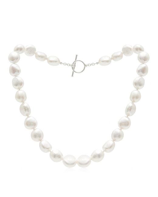 Pearls of the Orient Online Metallic Decus Large Irregular Cultured Freshwater Pearl Necklace With Sterling Toggle Clasp
