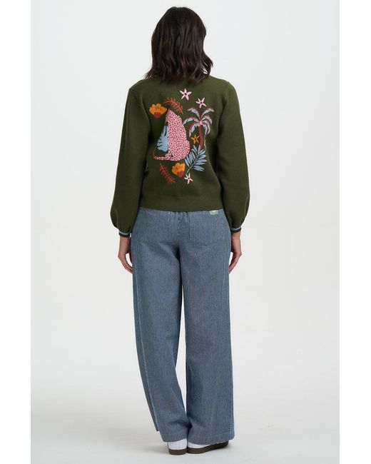 Sugarhill Green Adrian Cardigan Khaki, Leopard Jungle