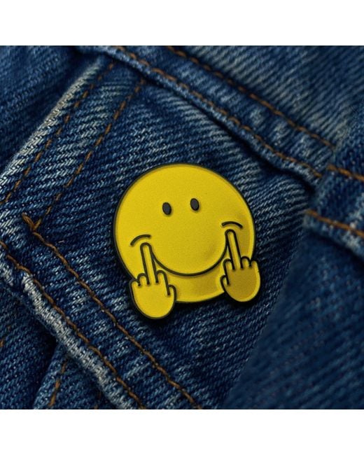 Make Heads Turn Yellow Enamel Pin Middle Fingers Up