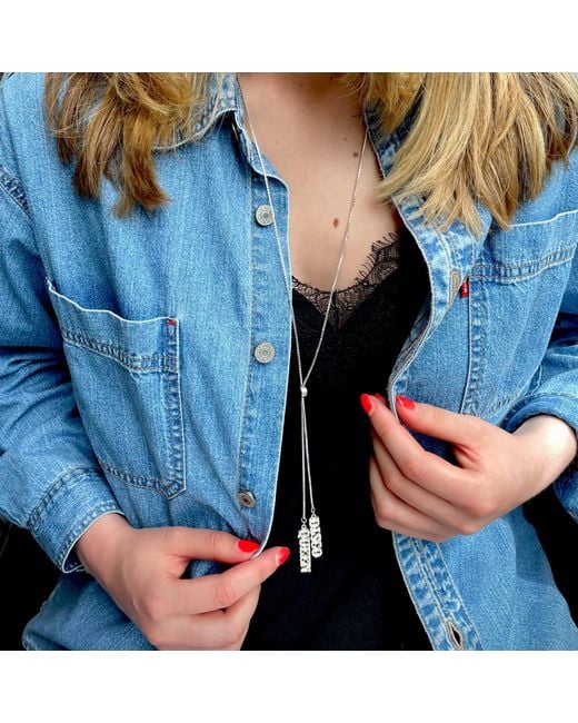 CarterGore Metallic Disco Queen Sterling Slider Necklace
