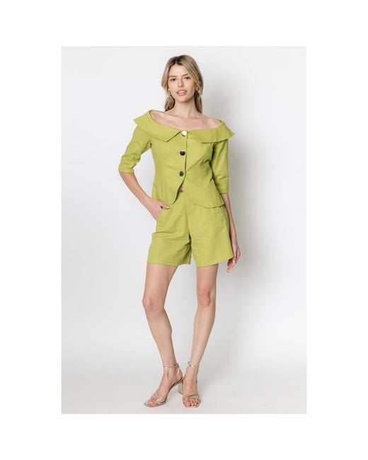 Zetaye Yellow Celeste Linen Cotton Blazer