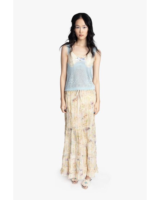 Anna Sui Blue Lingerie Lace Knit Camisole