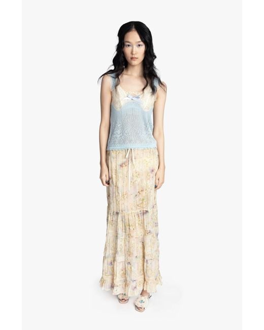 Anna Sui Blue Lingerie Lace Knit Camisole