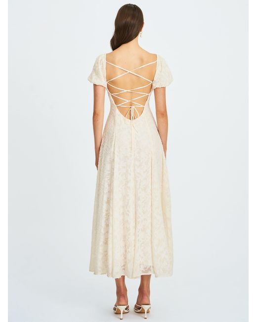 Miss Circle New York White Pandora Bubble Sleeve Backless Maxi Dress