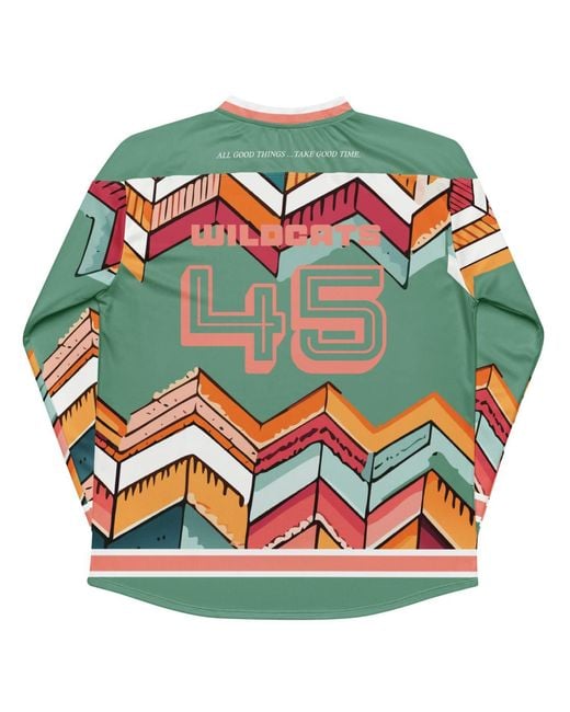 Anchor and Crew Green Vibrant Motif Pattern Recycled Fabric Hockey Jersey