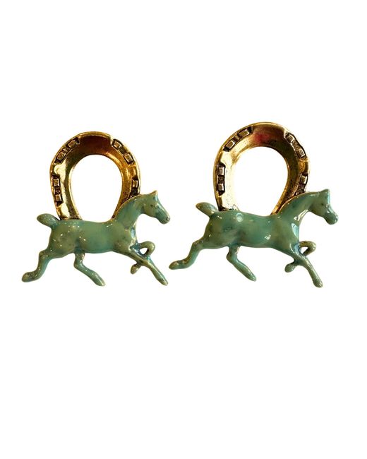 The Pink Reef Green Keeneland Horse Earring