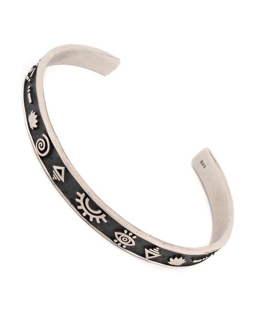 Ebru Jewelry Metallic Sterling Spiritual Symbols Cuff Bracelet for men