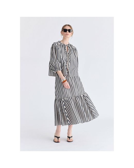 Paisie Black Tie Front Puff Sleeves Blouse