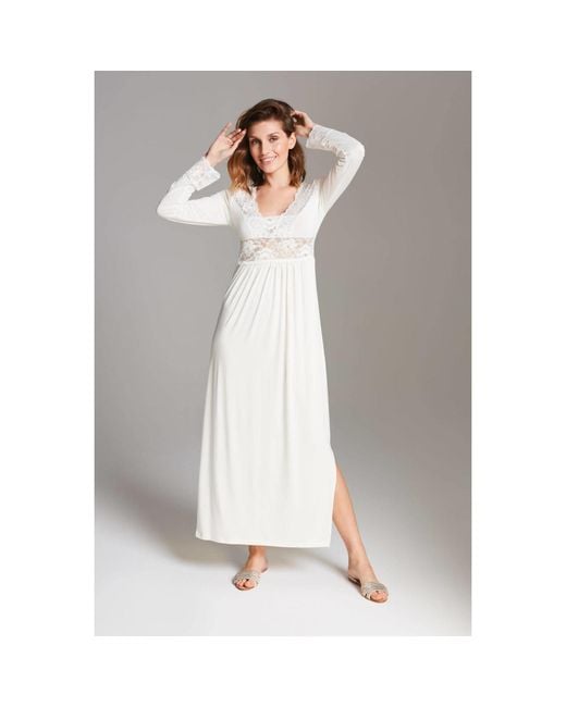 Oh!Zuza White Long Nightdress With Lace Details