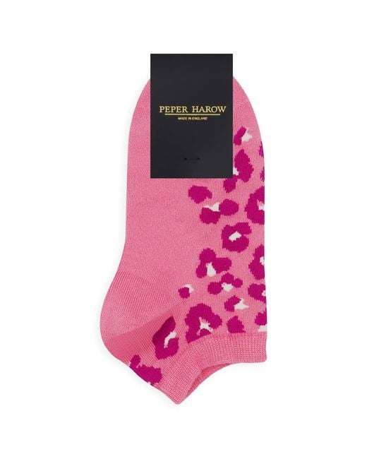 Peper Harow - Made in England Pink Leopard & Zigzag Trainer Socks Bundle