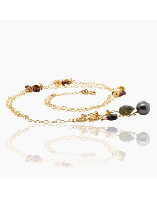 Lori Kaplan Design Metallic Tahitian Pearl Tassel Long Necklace