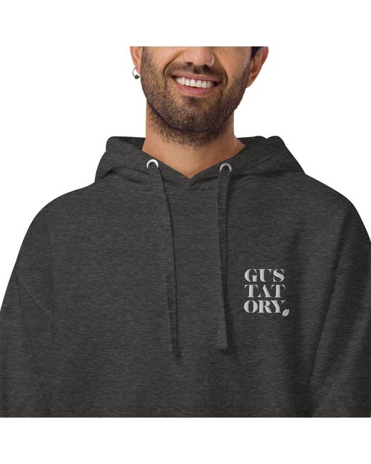 Anchor and Crew Gray Heather Gustatory Melbourne Coffee Scene Cotton Blend Embroidered Hoodie