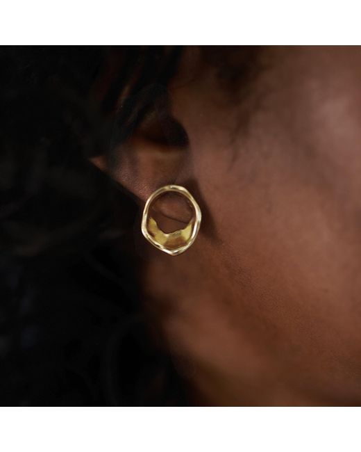 Janus Edinburgh Metallic Findhorn Vermeil Sterling Textured Circle Whirlpool Earrings