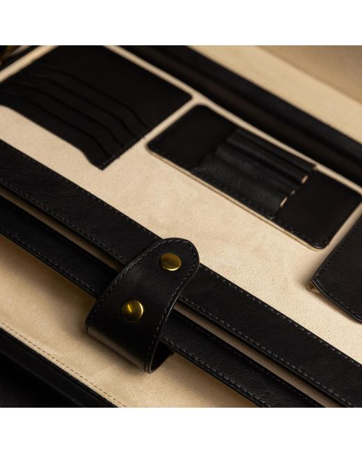 Time Resistance Black Leather Attaché Case Briefcase for men