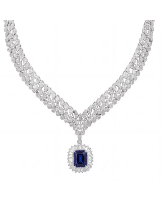 Latelita London Metallic Countess Statement Sapphire Necklace