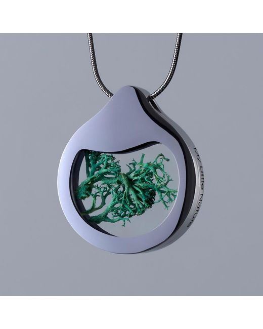 My Little Nature Blue Natural Moss Pendant Necklace – Handcrafted Botanical Jewelry