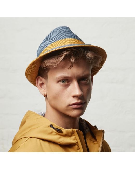Dasmarca Hats Blue Dasmarca Florence Slate Summer Two Tone Crushable Hat for men