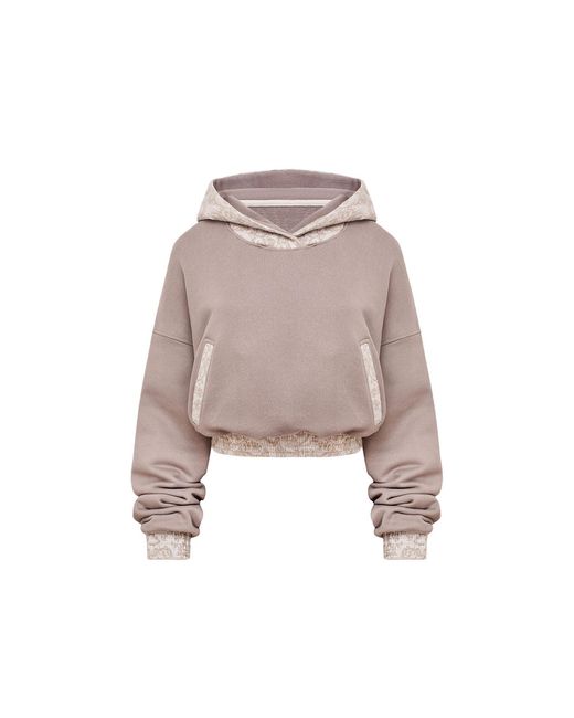 Mandragora Pink Neutrals Cotton Sweatshirt With Jacquard Detailing