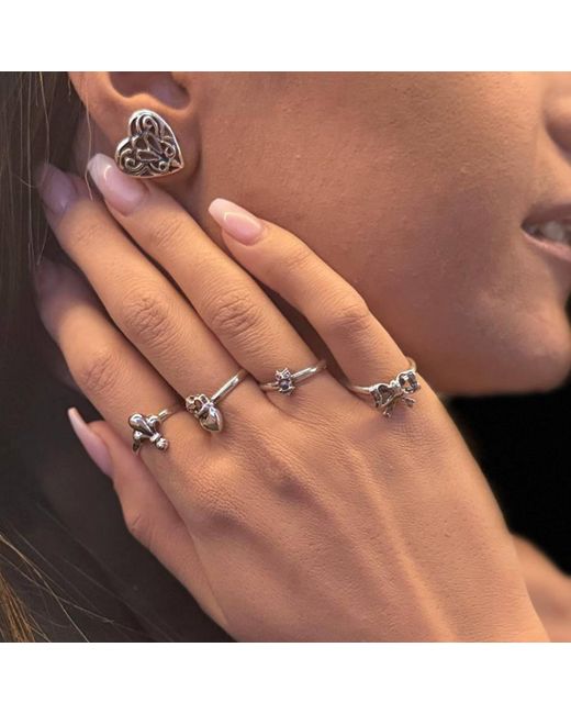Unaloe Metallic Adjustable Ring With Florence Lily