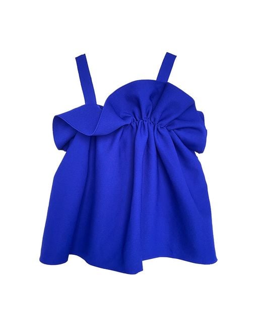 Arto. Blue Be A Flower Knit String Flared Tank Top