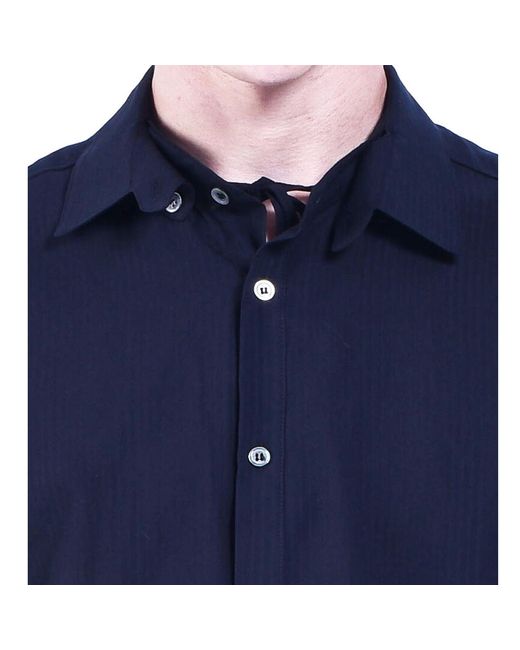Smart and Joy Blue Long-Sleeved Shirt With Double And Removable Collar for men