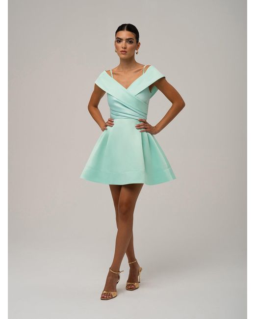 Tia Dorraine Green Easy To Love Flared Satin Mini Dress, Mint