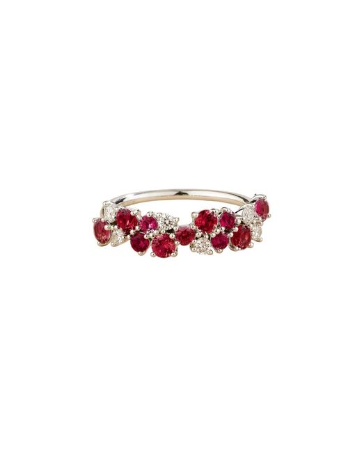 Juvetti Red Starry Ruby & Diamond Cluster Ring