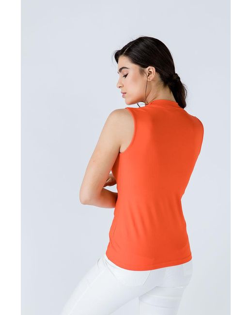 Conquista Orange V Neck Sleeveless Top