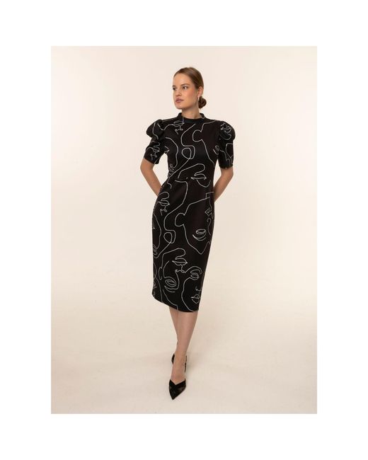 The Gt Atelier Blue Graphic Print Midi Dress