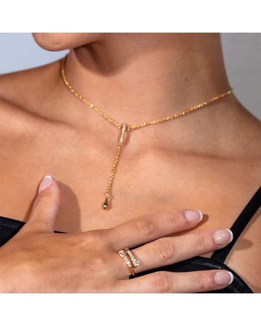 Lucy Quartermaine Brown Skinny Drip Long Pendant With Topaz