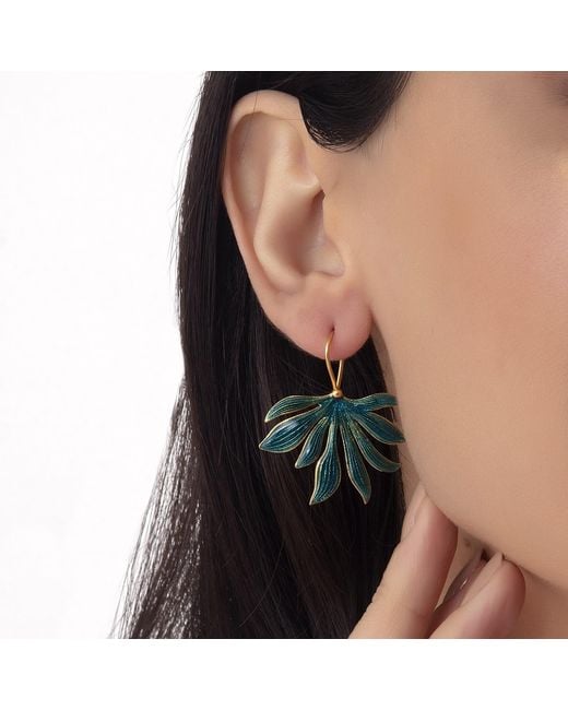 Milou Jewelry Green Ash Tree Leaf Earrings