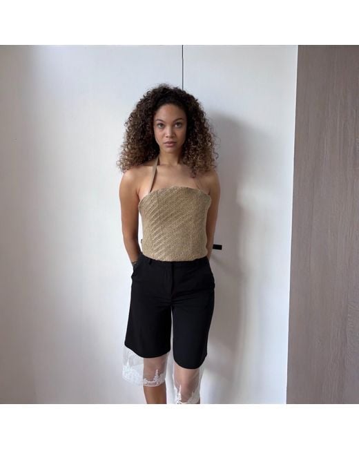 London Atelier Byproduct Natural Neutrals Raffia Multi-Wear Corset Crop Top