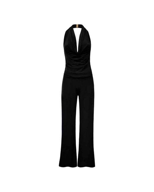 Why Mary Black Diana Cowl Halter Neck Jumpsuit