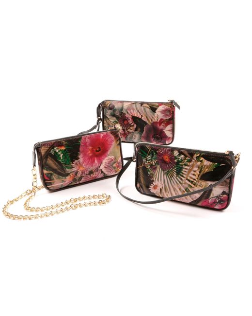 SJW BAGS LONDON Black Kenwood Leather Floral Print Mini Versatile Shoulder Bag