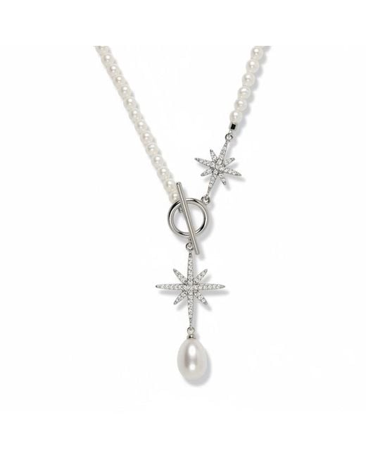 Ninemoo Metallic Celestial North Star Pearl Necklace