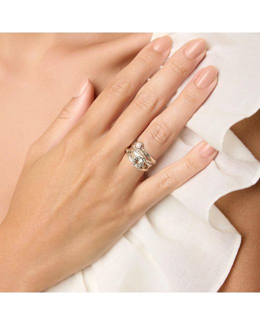 Isla Silver White Pearl & Amethyst Ring